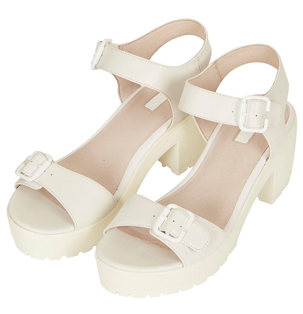 Topshop Nation White 2-Part Cleated Sandals