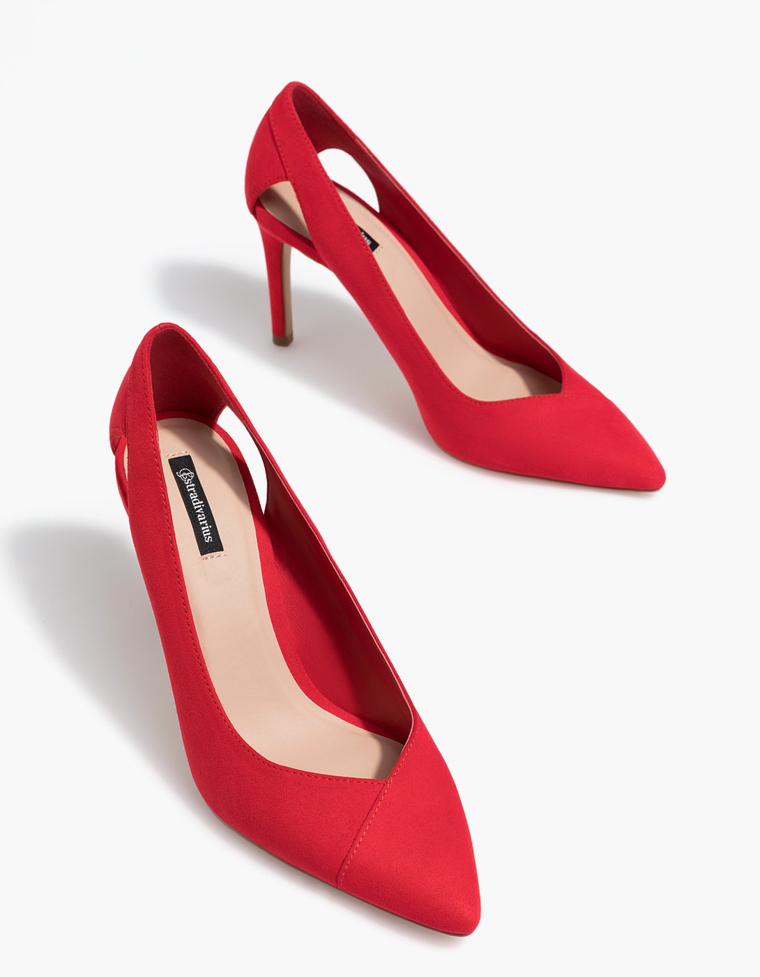 Stradivarius Red Cut Out High Heel Court Shoes