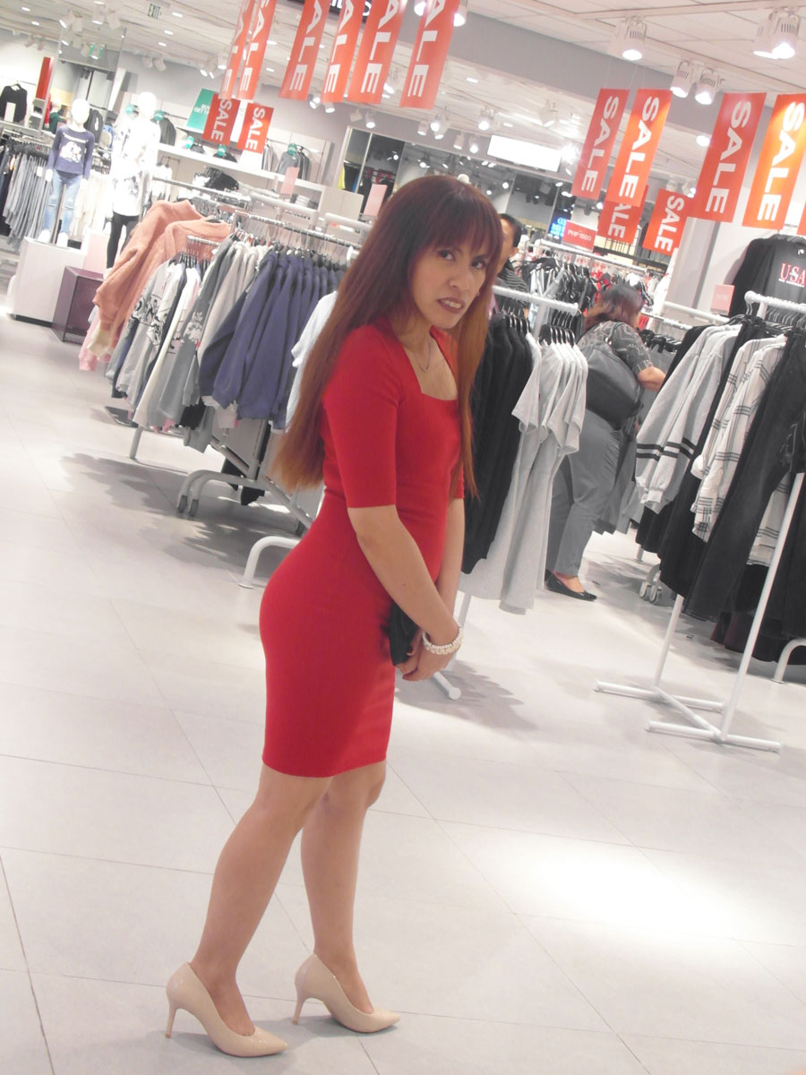 Zalora Basics Square Neck Red Dress