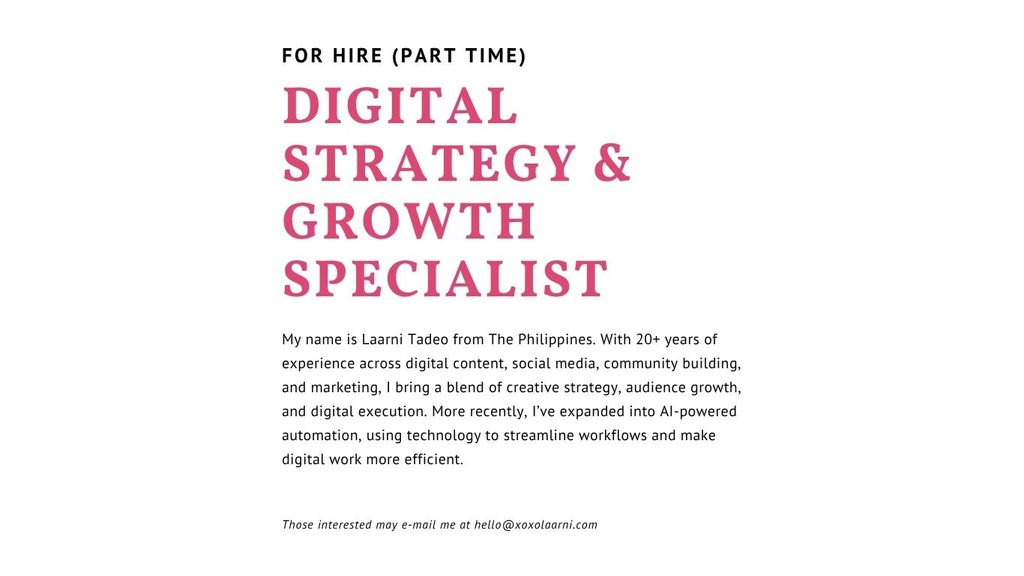 Digital Strategy and Growth Specialist for Hire